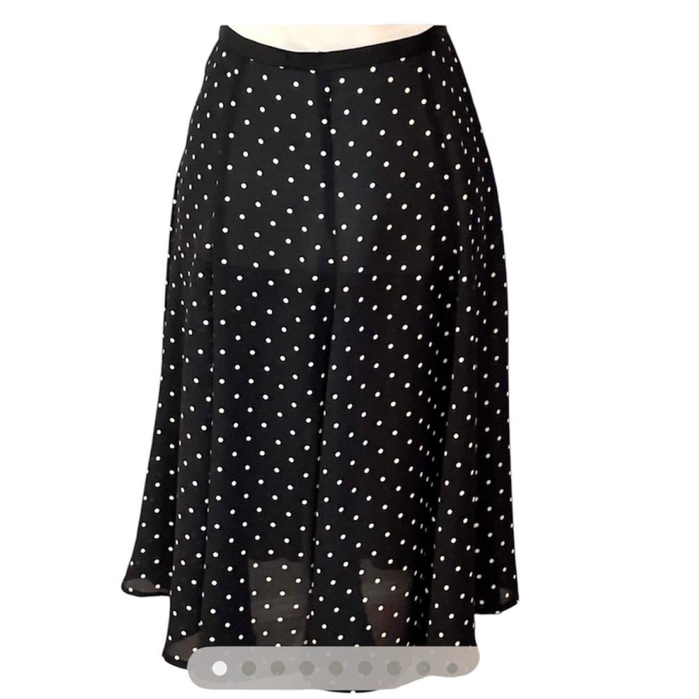 Corey Lynn Calter Dark Navy Blue Polka Dot Semi-Sheer Skirt, sz S